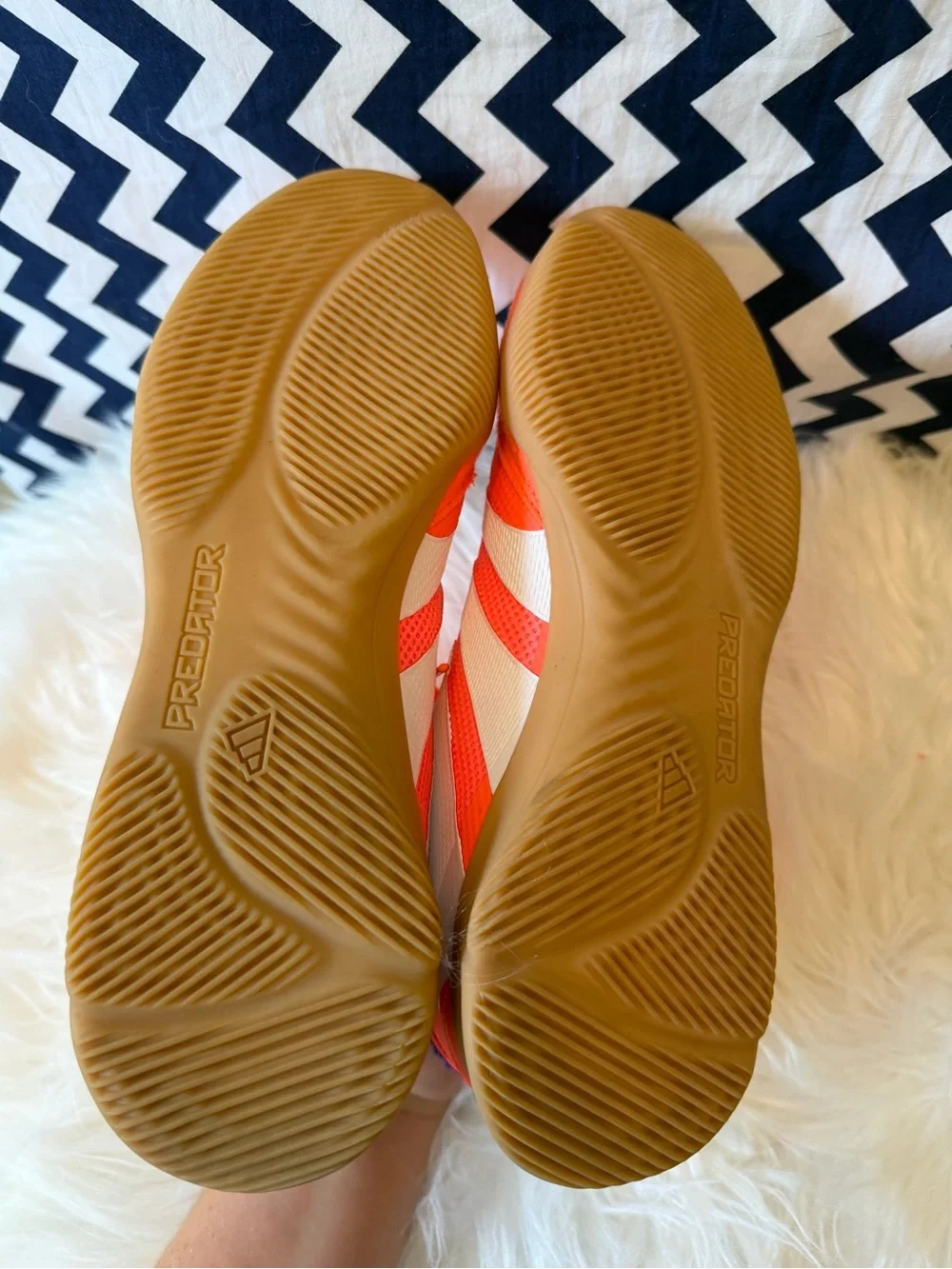 Adidas Kids Neon Orange Indoor Soccer Shoes with Gum Outsole